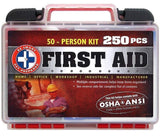 "Be Smart Get Prepared 250Piece First Aid Kit, Exceeds OSHA Ansi Standards for 50 People - Office, Emergency, Survival, Camping, Hunting, Sports"
