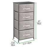 mDesign Vertical Dresser Storage Tower - Sturdy Steel Frame, Wood Top, Easy Pull Fabric Bins