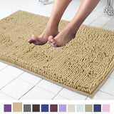 ITSOFT Non Slip Shaggy Chenille Soft Microfibers Bathroom Rug with Water Absorbent, Machine Washable, 21 x 34 Inches Beige
