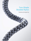 Lightning Cable, Nylon Braided USB Fast Charging Cord Compatible with iPhone X/Xs Max/XR / 8/8 Plus / 7/7 Plus iPad (Grey)