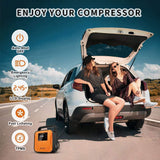 JETHAX Air Compressor Tire Inflator, 12V Portable Air Pump for Car Tires, Tire Pump with LED Light, Long Cable and Auto Shut Off