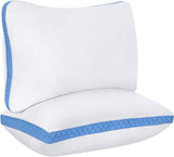 Utopia Bedding Gusseted Quilted Pillow (2-Pack) Premium Quality Bed Pillows - Side Back Sleepers - Blue Gusset - Queen - 18 x 26 Inches
