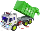 WolVol Friction Powered Garbage Truck Toy With Lights and Sounds For Kids (Can Open Back)
