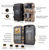 Campark Trail Camera 14MP 1080P 2.4" LCD Game & Hunting Camera with 42pcs IR LEDs Infrared Night Vision up to 75ft/23m IP56 Waterproof