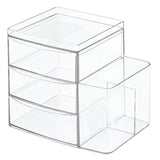 iDesign Clarity Cosmetic Organizer for Vanity Cabinet to Hold Makeup, Brushes, Beauty Products - 3 Drawers and Caddy, Clear