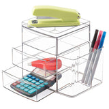 iDesign Clarity Cosmetic Organizer for Vanity Cabinet to Hold Makeup, Brushes, Beauty Products - 3 Drawers and Caddy, Clear