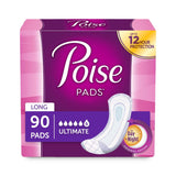 Poise Incontinence Pads, Original Design, Ultimate Absorbency, Long, 90 Count (Packaging May Vary)