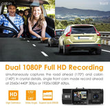 Vantrue N2 Pro Uber Dual Dash Cam Infrared Night Vision Dual 1920x1080P Front and Inside Dash Camera, 2.5K 2560x1440P Single Front, 310 Degree Camera