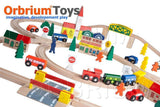 100-Piece Orbrium Toys Triple-Loop Wooden Train Set Fits Thomas Brio Chuggington