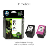 HP 65 | 2 Ink Cartridges | Black, Tri-color | N9K01AN, N9K02AN