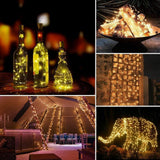 Solar String Lights, 2 Pack 100 LED Solar Fairy Lights 33 Feet 8 Modes Copper Wire Lights