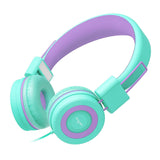 Elecder i37 Kids Headphones Children Girls Boys Teens Foldable Adjustable On Ear Headphones 3.5mm Jack Compatible iPad Cellphones  MP3/4 Purple/Green