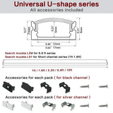 Muzata 6-Pack 3.3ft/1Meter 9x17mm U Shape LED Aluminum Channel System with Cover, End Caps and Mounting Clips Aluminum Profile for LED