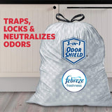 Glad Tall Kitchen Drawstring Trash Bags - OdorShield 13 Gallon White Trash Bag, Febreze Fresh Clean - 110 Count
