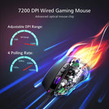 PICTEK Gaming Mouse Wired, 8 Programmable Buttons, Chroma RGB Backlit, 7200 DPI Adjustable, Comfortable Grip Ergonomic Optical PC  (Upgraded Version)