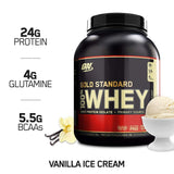 OPTIMUM NUTRITION GOLD STANDARD 100% Whey Protein Powder, Vanilla Ice Cream, 5 Pound