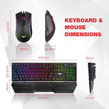 Havit Mechanical Keyboard and Mouse Combo RGB Gaming 104 Keys Blue Switches Wired USB Keyboards with Detachable Wrist Rest, Programmable Gaming Mouse
