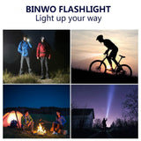 LED Tactical Flashlight, Binwo Super Bright 2000 Lumen XML T6 LED Flashlights Portable Outdoor Water Resistant Torch Light Zoomable Flashlight 2 Pack