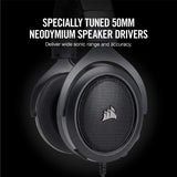 CORSAIR HS50 - Stereo Gaming Headset - Discord Certified Headphones - Works with PC, Mac, Xbox One, PS4, Nintendo Switch, iOS and Android – Carbon