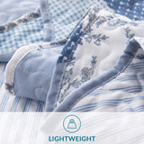 Bedsure 2-Piece Printed Quilt Set Twin Size (68x86 inches), Blue Floral Patchwork Pattern, Lightweight Bedspread Coverlet, 1 Quilt and 1 Pillow Sham