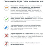 MOTOROLA 8x4 Cable Modem, Model MB7220, 343 Mbps DOCSIS 3.0 e, Cox, BrightHouse, and More