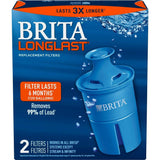 Brita 36244 Water, Longlast Replacement Filters for Pitcher and Dispensers, 2ct, DARK BLUE