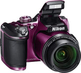 Nikon COOLPIX B500 Digital Camera with Essential Accessory Bundle – Includes: SanDisk Ultra 32GB SDHC Memory Card,Rechargeable Batteries (8-AA)(Plum)