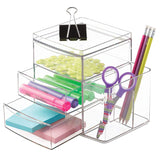 iDesign Clarity Cosmetic Organizer for Vanity Cabinet to Hold Makeup, Brushes, Beauty Products - 3 Drawers and Caddy, Clear