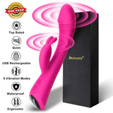 G Spot Rabbit Vibrator with Bunny Ears for Clitoris Stimulation, PALOQUETH Waterproof Clit Stimulator with 9 Vibration Modes Quiet Dual Motor