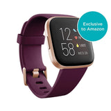 Fitbit Versa 2 Health & Fitness Smartwatch with Heart Rate, Music, Alexa Built-in, Sleep & Swim Tracking, Bordeaux/Copper Rose (S & L Bands Included)