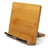 Bamboo Book Stand,wihacc Adjustable Book Holder Tray and Page Paper Clips