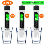 Water Quality Tester, Accurate and Reliable, HoneForest TDS Meter, EC Meter & Temperature Meter 3 in 1, 0-9990ppm