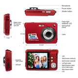 HD Mini Digital Cameras,Point and Shoot Digital Cameras for Kids Teenagers Beginners-Travel,Camping,Outdoors,School (Red 1)