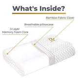 Royal Therapy Memory Foam Pillow, Neck Pillow Bamboo Adjustable Side Sleeper Pillow for Neck & Shoulder, Support for Back, Stomach, Side Sleepers