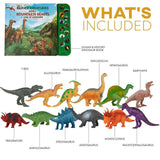 Dinosaur Toys for Boys and Girls 3 Years Old & Up – Realistic Looking 7” Dinosaurs, Pack of 12 Animal Dinosaur Figures with Dinosaur Sound Book