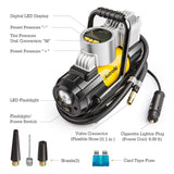 AstroAI Portable Air Compressor Pump, Digital Tire Inflator 12V DC Electric Gauge with Larger Air Flow 35L/Min, LED Light, Overheat Protection Yellow