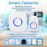 SadoTech Model C Wireless Doorbell, Easy Install, Over 1000-feet Range, 52 USA Chimes, Adjustable Volume and LED Flash, White