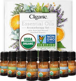 Cliganic USDA Organic Aromatherapy Essential Oils Set (8 Pack), 100% Pure Natural - Peppermint, Lavender, Eucalyptus) | Cliganic 90 Days Warranty