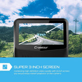 Both 1080P FHD Front and Rear Dual Lens Dash Cam in Car Camera Recorder Crosstour External GPS HDR Both 170°Wide Angle Motion Detection (CR900)