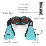 Shiatsu Back Shoulder & Neck Massager with Heat - Deep Tissue 3D Kneading Pillow Massager for Neck, Back, Shoulders, Foot, Legs -  (Blue)