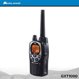 Midland - GXT1000VP4, 50 Channel GMRS Two-Way Radio - Up to 36 Mile Range Walkie Talkie, 142 Privacy Codes, Waterproof (Black/Silver)