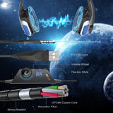 BENGOO V-4 Gaming Headset for Xbox One, PS4, PC, Controller, Noise Cancelling Over Ear Headphones, Mic, LED Light Bass Surround Soft Memory Earmuffs