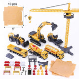 Construction Site Vehicles Toy Set, Kids Engineering Playset, Tractor, Digger, Crane, Dump Trucks, Excavator, Cement, Steamroller for 3, 4, 5 Year Old