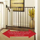 North States 47.85" Easy Swing & Lock Baby Gate: Ideal for Standard or Wider stairways, Swings to self-Lock. Hardware Mount (mounts Included)