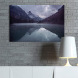 Canvas Wall Art - Black Mountains and Reflections on The Lake