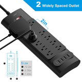 Belkin 12-Outlet Pivot-Plug Power Strip Surge Protector w/ 8ft Cord – Ideal for Computers, Home Theatre, Appliances, Office Equipment (4,320 Joules)