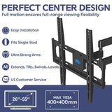 Mounting Dream TV Mount Full Motion with Perfect Center Design for 26-55 Inch LED, LCD, OLED Flat Screen TV