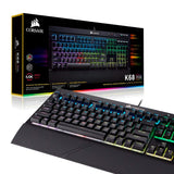 Corsair K68 RGB Mechanical Gaming Keyboard, Backlit RGB LED, Dust and Spill Resistant - Linear & Quiet - Cherry MX Red