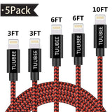 iPhone Charger Cable TUUBEE MFi Certified iPhone Lightning Cable 5Pack 3FT/6FT/10FT Long Nylon Braided USB iPhone Data Cable Wire