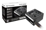 Thermaltake Smart 500W 80+ White Certified PSU, Continuous Power with 120mm Ultra Quiet Cooling Fan, ATX 12V V2.3/EPS 12V Active PFC Power